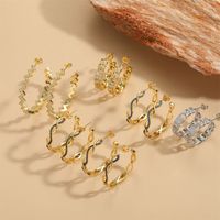 1 Pair Simple Style Snake Inlay Copper Zircon 14K Gold Plated Ear Studs main image 5