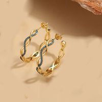 1 Pair Simple Style Snake Inlay Copper Zircon 14K Gold Plated Ear Studs sku image 4