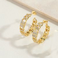 1 Pair Simple Style Snake Inlay Copper Zircon 14K Gold Plated Ear Studs sku image 1