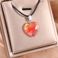 Wholesale Jewelry Classic Style Simple Style Heart Shape Alloy Glass White Gold Plated Plating Pendant Necklace sku image 4
