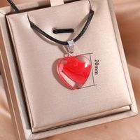 Wholesale Jewelry Classic Style Simple Style Heart Shape Alloy Glass White Gold Plated Plating Pendant Necklace main image 3