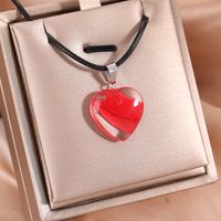 Wholesale Jewelry Classic Style Simple Style Heart Shape Alloy Glass White Gold Plated Plating Pendant Necklace sku image 5