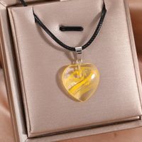 Wholesale Jewelry Classic Style Simple Style Heart Shape Alloy Glass White Gold Plated Plating Pendant Necklace sku image 3