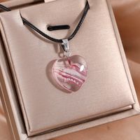 Wholesale Jewelry Classic Style Simple Style Heart Shape Alloy Glass White Gold Plated Plating Pendant Necklace sku image 1