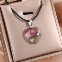 Wholesale Jewelry Classic Style Simple Style Heart Shape Alloy Glass White Gold Plated Plating Pendant Necklace sku image 2