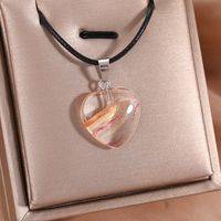 Wholesale Jewelry Classic Style Simple Style Heart Shape Alloy Glass White Gold Plated Plating Pendant Necklace sku image 7