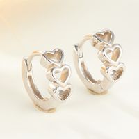 1 Paar Lässig Hawaiisch Doppeltes Herz Herzform Überzug Inlay Sterling Silber Zirkon Weißgold Plattiert Vergoldet Ohrringe main image 3