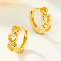 1 Pair Casual Hawaiian Double Heart Heart Shape Plating Inlay Sterling Silver Zircon White Gold Plated Gold Plated Earrings main image 4