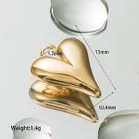 1 Piece 10.4*13mm 14.6*12mm Hole 1~1.9mm Copper 18K Gold Plated Heart Shape Polished Pendant sku image 1