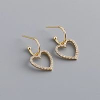 1 Pair Elegant Luxurious Romantic Heart Shape Plating Inlay Sterling Silver Zircon Gold Plated Drop Earrings main image 6