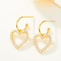 1 Pair Elegant Luxurious Romantic Heart Shape Plating Inlay Sterling Silver Zircon Gold Plated Drop Earrings main image 4