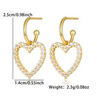 1 Paar Elegant Luxuriös Romantisch Herzform Überzug Inlay Sterling Silber Zirkon Vergoldet Tropfenohrringe main image 2