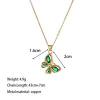 Copper 18K Gold Plated Simple Style Classic Style Plating Inlay Butterfly Rhinestones Pendant Necklace main image 2