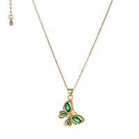 Copper 18K Gold Plated Simple Style Classic Style Plating Inlay Butterfly Rhinestones Pendant Necklace main image 5