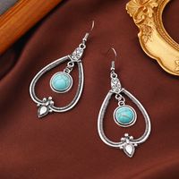 1 Pair Elegant Lady Water Droplets Inlay Zinc Alloy Turquoise Drop Earrings main image 3