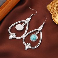 1 Pair Elegant Lady Water Droplets Inlay Zinc Alloy Turquoise Drop Earrings main image 5