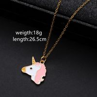 304 Stainless Steel Simple Style Classic Style Stripe Unicorn Pendant Necklace main image 2