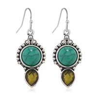 1 Pair Elegant Lady Water Droplets Inlay Zinc Alloy Artificial Crystal Turquoise Drop Earrings main image 5