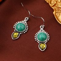 1 Pair Elegant Lady Water Droplets Inlay Zinc Alloy Artificial Crystal Turquoise Drop Earrings main image 3