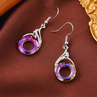 1 Pair Elegant Lady Geometric Round Inlay Zinc Alloy Crystal Drop Earrings main image 3
