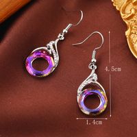 1 Pair Elegant Lady Geometric Round Inlay Zinc Alloy Crystal Drop Earrings main image 2