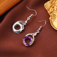 1 Pair Elegant Lady Geometric Round Inlay Zinc Alloy Crystal Drop Earrings main image 4