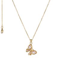 Copper 18K Gold Plated Simple Style Classic Style Plating Inlay Butterfly Rhinestones Pendant Necklace sku image 3