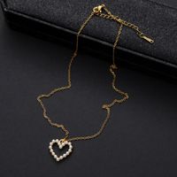 Simple Style Classic Style Heart Shape Zinc Alloy Inlay Pearl Women's Pendant Necklace main image 2