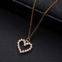Simple Style Classic Style Heart Shape Zinc Alloy Inlay Pearl Women's Pendant Necklace sku image 1