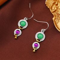 1 Pair Elegant Lady Classic Style Round Inlay Zinc Alloy Artificial Gemstones Drop Earrings main image 3