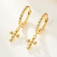1 Pair Casual Tropical Cross Plating Sterling Silver White Gold Plated Gold Plated Drop Earrings main image 3