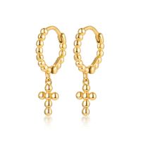 1 Pair Casual Tropical Cross Plating Sterling Silver White Gold Plated Gold Plated Drop Earrings main image 7