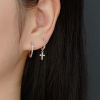 1 Pair Casual Tropical Cross Plating Sterling Silver White Gold Plated Gold Plated Drop Earrings main image 5