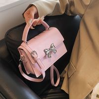 Women's Medium Pu Leather Solid Color Bow Knot Basic Square Magnetic Buckle Crossbody Bag main image 2