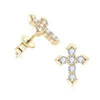 1 Pair Simple Style Classic Style Cross Plating Inlay Sterling Silver Zircon White Gold Plated Gold Plated Ear Studs main image 6