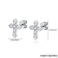 1 Pair Simple Style Classic Style Cross Plating Inlay Sterling Silver Zircon White Gold Plated Gold Plated Ear Studs main image 2
