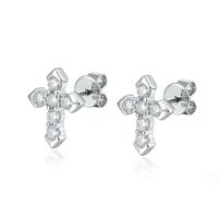 1 Pair Simple Style Classic Style Cross Plating Inlay Sterling Silver Zircon White Gold Plated Gold Plated Ear Studs sku image 2