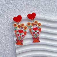 1 Paar Preppy-Stil Klassischer Stil Menschlich Herzform Blume Aryl Tropfenohrringe sku image 1