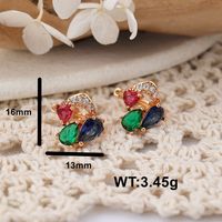 1 Pair Cute Flower Plating Inlay Copper Zircon Rose Gold Plated Ear Studs main image 4