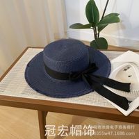 Women's Pastoral Simple Style Solid Color Bowknot Big Eaves Straw Hat sku image 5
