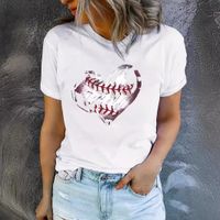 Femmes T-Shirt Manche Courte T-shirts Impression Vêtement De Rue Forme De Cœur main image 1