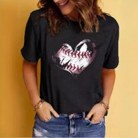 Femmes T-Shirt Manche Courte T-shirts Impression Vêtement De Rue Forme De Cœur main image 3