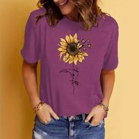 Women's T-shirt Short Sleeve T-Shirts Printing Streetwear Sunflower main image 2