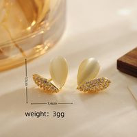 1 Pair Elegant Cute Lady Heart Shape Flower Inlay Sterling Silver Opal Zircon Earrings main image 2