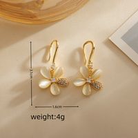 1 Pair Elegant Cute Lady Heart Shape Flower Inlay Sterling Silver Opal Zircon Earrings main image 3