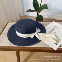 Women's Pastoral Simple Style Solid Color Bowknot Big Eaves Straw Hat sku image 10