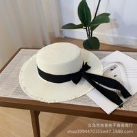 Women's Pastoral Simple Style Solid Color Bowknot Big Eaves Straw Hat sku image 8