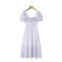 Women's Regular Dress Vacation Square Neck Printing Zipper Short Sleeve Ditsy Floral Maxi Long Dress Daily main image 3