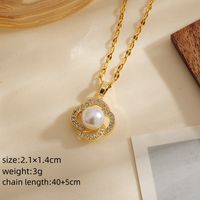 Copper 18K Gold Plated Cute Flower Shell Pendant Necklace sku image 1