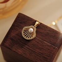 Kupfer Elegant Inlay Hülse Künstliche Perlen Halskette Mit Anhänger main image 5